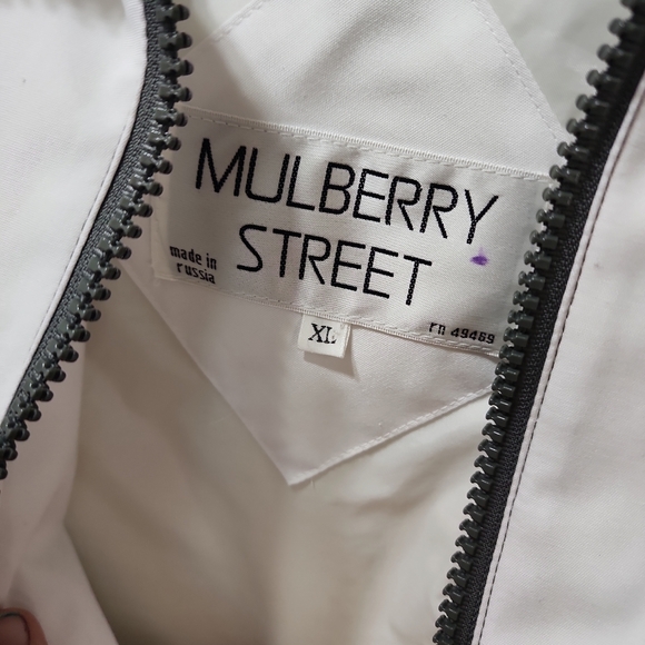 Mulberry St Women's  XL white green block hooded. Vtg. Anchor buttons. - Picture 6 of 12